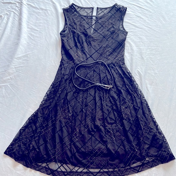 ellen tracy plaid mesh fit and flare dress - Picture 3 of 5